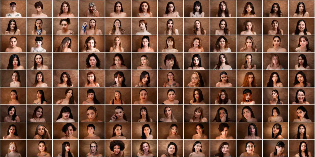Retrato colectivo de 108 mujeres, proyecto Arde